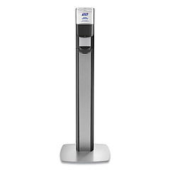 PURELL MESSENGER ES8 Silver Panel Floor Stand with Dispenser, 1,200 mL, 16.75 x 6 x 40, Silver/Graphite (7318DSSLV)