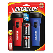 Eveready LED Economy Flashlight, 2 D Batteries (Included), Red/Blue, 2/Pack (L152SEA)