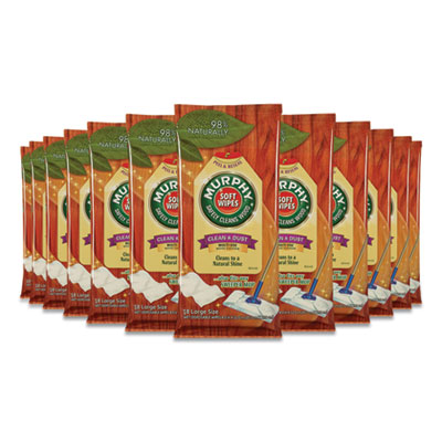 Murphy Oil Soap Soft Wipe, Cloth, 8 X 11, White, 18/pack, 12 Packs/carton (25902CT)