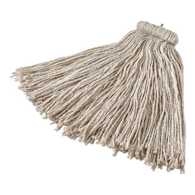 Rubbermaid Commercial Non-Launderable Cotton/Synthetic Cut-End Wet Mop Heads, 16 oz, White, Twister White Headband (F16600WH00)