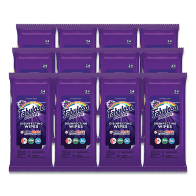 Fabuloso Multi Purpose Wipes, Lavender, 7 x 7, 24/Pack, 12 Packs/Carton (98728)
