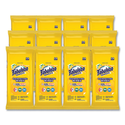 Fabuloso Multi Purpose Wipes, Lemon, 7 x 7, 24/Pack, 12 Packs/Carton (98719)