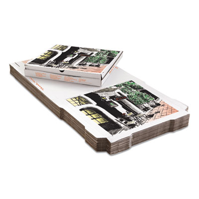 Corrugated Kraft Pizza Boxes, E-Flute, 10" Pizza, 10 x 10 x 1.75, White, 50/Bundle (PZCORE10)