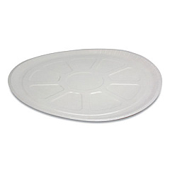 Pactiv Evergreen Pressware Paperboard Trays, 16.5" Diameter x 0.63"h, White/Brown Specs, 150/Carton (PCS01705)