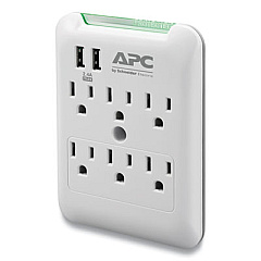 APC ESSENTIAL SURGEARREST SURGE PROTECTOR, 6 AC/2 USB OUTLETS, 540 J, WHITE (24414115)
