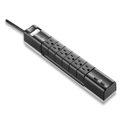 APC ESSENTIAL SURGEARREST SURGE PROTECTOR, 6 AC/2 USB OUTLETS, 6 FT CORD, 1080 J, BLACK (24414116)