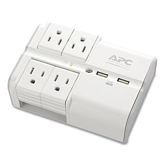 APC ESSENTIAL SURGEARREST SURGE PROTECTOR, 4 AC/2 USB OUTLETS, 1080 J, WHITE (24414118)