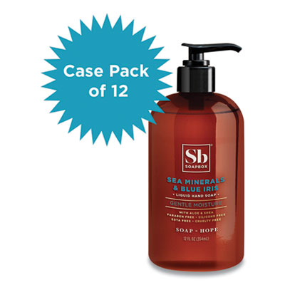 Soapbox Hand Soap, Sea Minerals and Blue Iris, 12 oz, 12/Carton (00678CT)