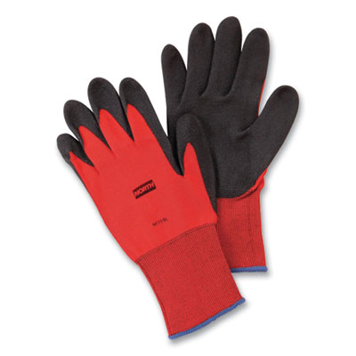 North Safety NORTHFLEX RED FOAMED PVC GLOVES, MEDIUM, RED/BLACK, 12 PAIRS (2578976)