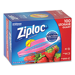 Ziploc SEAL TOP BAGS, 1 QT, 7.44" X 7", CLEAR, 100/BOX (24442307)