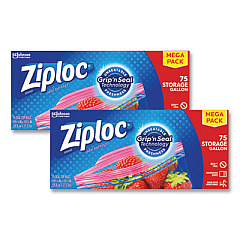 Ziploc SEAL TOP BAGS, 1 GAL, 10.75" X 10.56, CLEAR, 75/PACK, 2 PACKS/BOX (24442308)