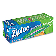 Ziploc SANDWICH SEAL TOP BAGS, 8" X 7", CLEAR, 30/BOX (24442312)