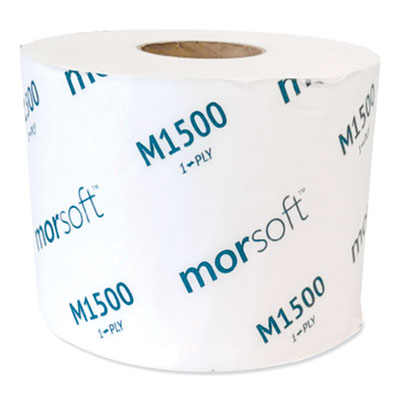 Morcon Tissue Morsoft Controlled Bath Tissue, Septic Safe, 1-Ply, White, 3.9" x 4", 1,500 Sheets/Roll, 36 Rolls/Carton (M150036)