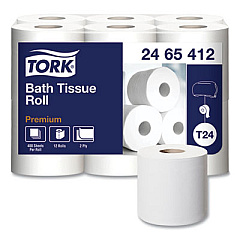 Tork Premium Poly-Pack Bath Tissue, Septic Safe, 2-Ply, White, 400 Sheets/Roll, 12 Rolls/Pack, 4 Packs/Carton (2465412)