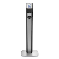 PURELL MESSENGER ES6 Graphite Panel Floor Stand with Dispenser, 1,200 mL, 16.75 x 6 x 40, Graphite/Silver (7316DSSLV)