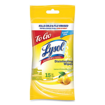 LYSOL Brand Disinfecting Wipes Flatpacks, 6.29 x 7.87, Lemon and Lime Blossom, 15 Wipes/Flat Pack, 48 Flat Packs/Carton (99717CT)