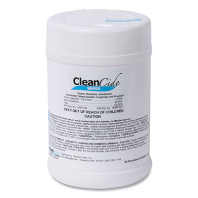 Wexford Labs CleanCide Disinfecting Wipes, Fresh Scent, 6.5 x 6, 160/Canister, 12 Canisters/Carton (3130C160CT)