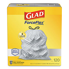 Glad ODORSHIELD TALL KITCHEN DRAWSTRING BAGS, 13 GAL, 18.3 MIC, 25.4" X 23.75", WHITE, 120/BOX (24401951)