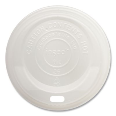 World Centric PLA Lids for Hot Cups, Fits 8 oz Hot Cups, Plastic, White, 1,000/Carton (CULCS8)