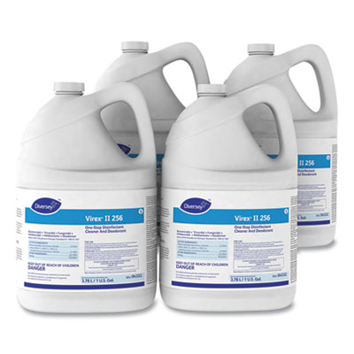 Diversey Virex II 256 One-Step Disinfectant Cleaner Deodorant Mint, 1 gal, 4 Bottles/CT (04332)