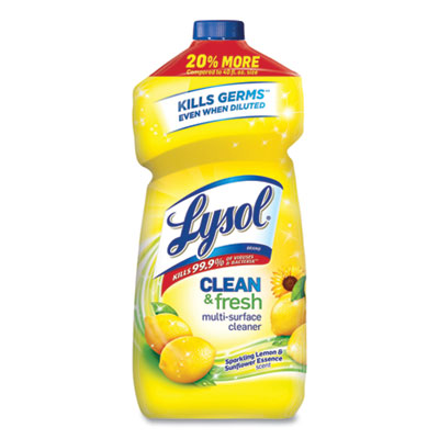 LYSOL Brand Clean and Fresh Multi-Surface Cleaner, Sparkling Lemon and Sunflower Essence, 48 oz Bottle, 9/Carton (89962CT)