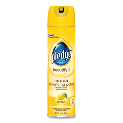 Pledge Furniture Polish, Lemon, 9.7 oz Aerosol Spray, 6/Carton (697832)
