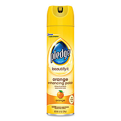 Pledge Furniture Polish, Orange, 9.7 oz Aerosol Spray, 6/Carton (323148)