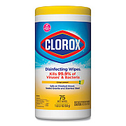 Clorox Disinfecting Wipes, 7 x 7 3/4, Crisp Lemon, 75/Canister (01628EA)