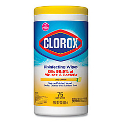 Clorox Disinfecting Wipes, 7 x 7 3/4, Crisp Lemon, 75/Canister (01628EA)