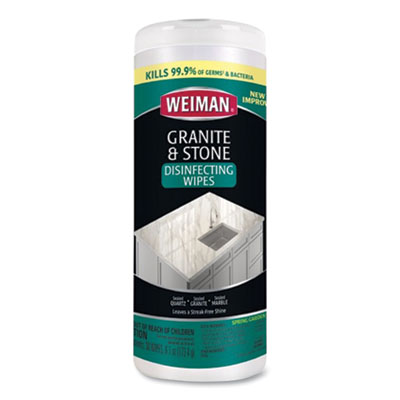 WEIMAN Granite and Stone Disinfectant Wipes, Spring Garden Scent, 7 x 8, 30/Canister, 6 Canisters/Carton (54A)
