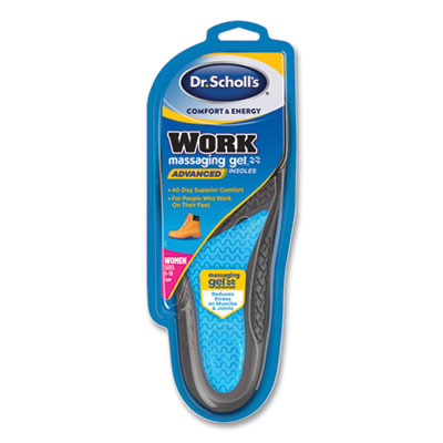 Dr. Scholl's Comfort and Energy Work Massaging Gel Insoles, Women, Women's Sizes 6 to 11, Black/Blue, Pair (59064)