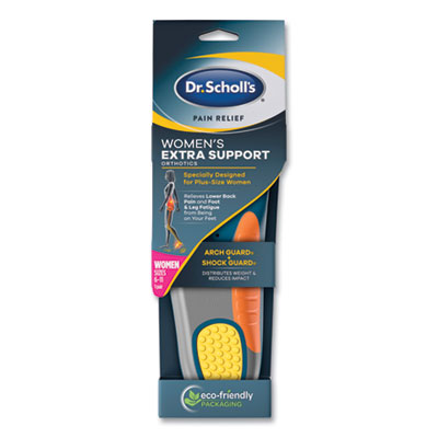 Dr. Scholl's Pain Relief Extra Support Orthotic Insoles, Women, Women's Sizes 6 to 11, Gray/Blue/Orange/Yellow, Pair (59013)