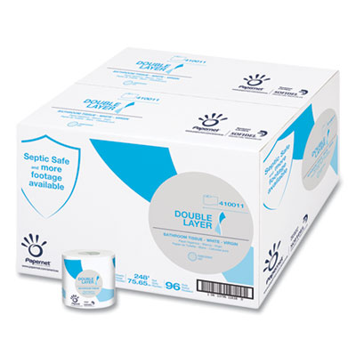 Papernet Double Layer Toilet Tissue, Virgin, Septic Safe, 1-Ply, White, 850 Sheets/Roll, 96 Rolls/Carton (410011)