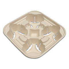 World Centric Fiber Cup Carriers, 8 oz to 22 oz, Four Cups, Natural, 600/Carton (CCFB4LF)