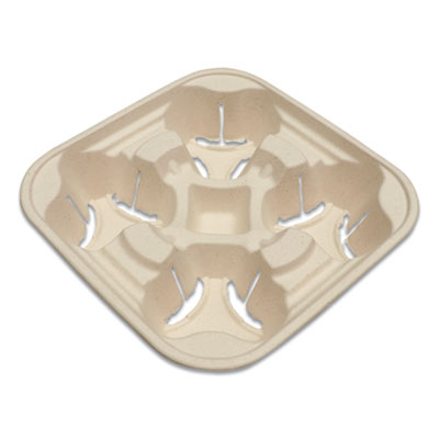 World Centric Fiber Cup Carriers, 8 oz to 22 oz, Four Cups, Natural, 600/Carton (CCFB4LF)