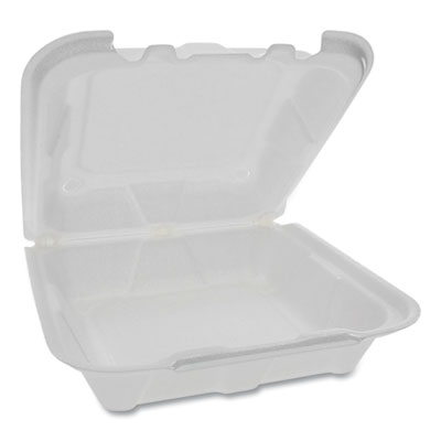 Pactiv FOAM HINGED LID CONTAINERS, WHITE, 8.14 X 8.42, 1-COMPARTMENT, 150/CARTON (YTD18801CT)
