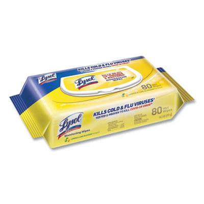 LYSOL Brand Disinfecting Wipes Flatpacks, 6.69 x 7.87, Lemon and Lime Blossom, 80 Wipes/Flat Pack (99716EA)