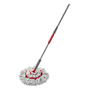 Rubbermaid Microfiber Twist Mop, 16" Wide White Microfiber Head, 4.5 ft Gray/Red Plastic Handle (2088701)