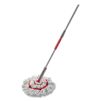 Rubbermaid Microfiber Twist Mop, 16" Wide White Microfiber Head, 4.5 ft Gray/Red Plastic Handle (2088701)