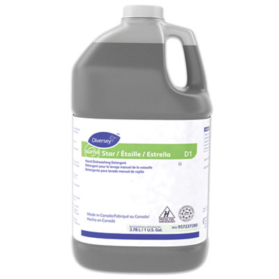 Diversey Suma Star D1 Hand Dishwashing Detergent, Unscented, 1 gal Bottle, 4/Carton (957227280)