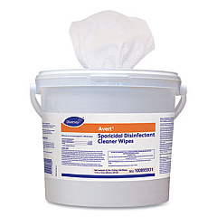 Diversey Avert Sporicidal Disinfectant Cleaner Wipes, 1-Ply, 11 x 12, Chlorine Scent, 160/Canister, 4 Canisters/Carton (100895931)