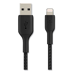 Belkin BOOST CHARGE Braided Lightning to USB-A ChargeSync Cable, 6.6 ft, Black (CAA002BT2MBK)