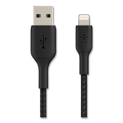 Belkin BOOST CHARGE Braided Lightning to USB-A ChargeSync Cable, 6.6 ft, Black (CAA002BT2MBK)