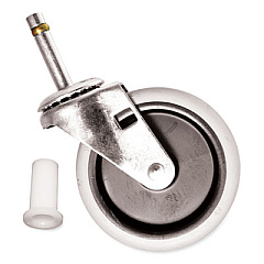 Rubbermaid Commercial Replacement Bayonet-Stem Swivel Casters, Push and Lock Stem (0.44" x 2"), 4" Soft Rubber Wheel, Black/Gray/Silver (FG6173L10000)