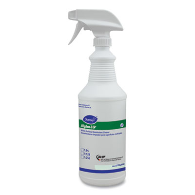 Diversey Alpha-HP Multi-Surface Disinfectant Cleaner Spray Bottle, 32 oz, White, 12/Carton (D1222660)