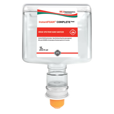 SC Johnson Professional InstantFOAM COMPLETE PURE Alcohol Hand Sanitizer, 1 L Refill, Fragrance-Free, 3/Carton (IFC1TF)