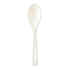 World Centric TPLA Bulk Cutlery, Spoon, Plastic, Light Beige, 1,000/Carton (SPPS6)