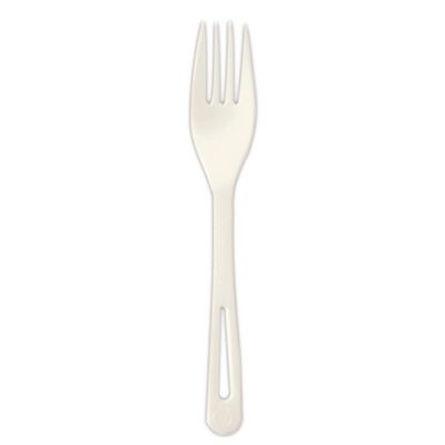 World Centric TPLA Bulk Cutlery, Fork, Plastic, Light Beige, 1,000/Carton (FOPS6)