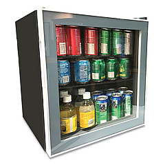 Avanti 1.6 Cu. Ft. Refrigerator/Beverage Cooler, 18.25 x 17.25 x 20, Black/Platinum Trim Glass Door (ARBC17T2PG)