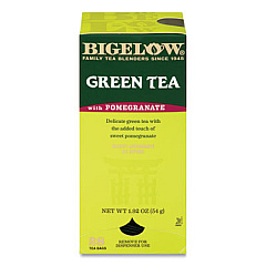 Bigelow Green Tea with Pomegranate, 0.07 oz Tea Bag, 28/Box (RCB10363)